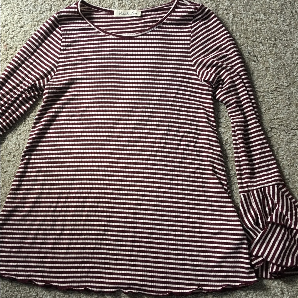 Striped bell sleeve top
